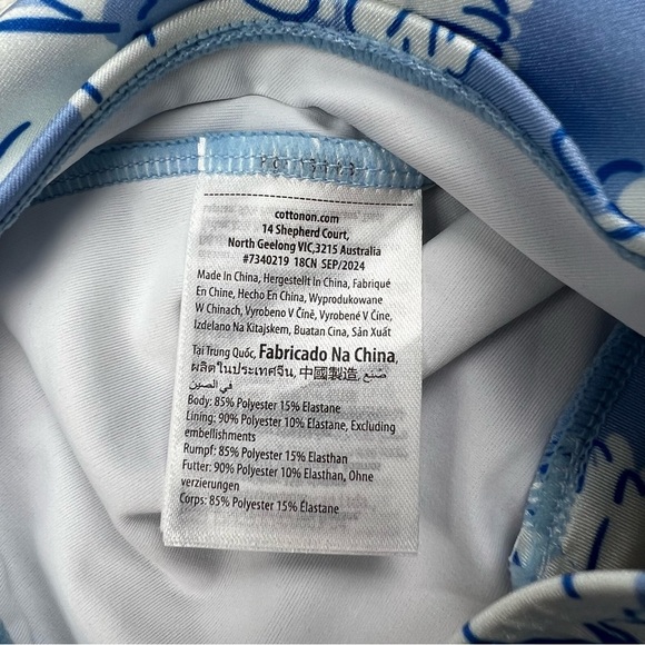 Cotton On Girls Blue Floral Print Long Sleeve Lydia One Piece Swimsuit - Size 3 - Picture 4 of 5